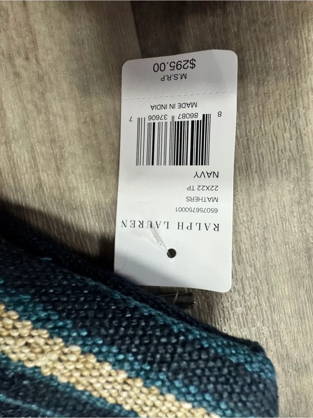 Ralph Lauren Navy Striped Pillow Case NWT 22x22 Designer Home Decor
